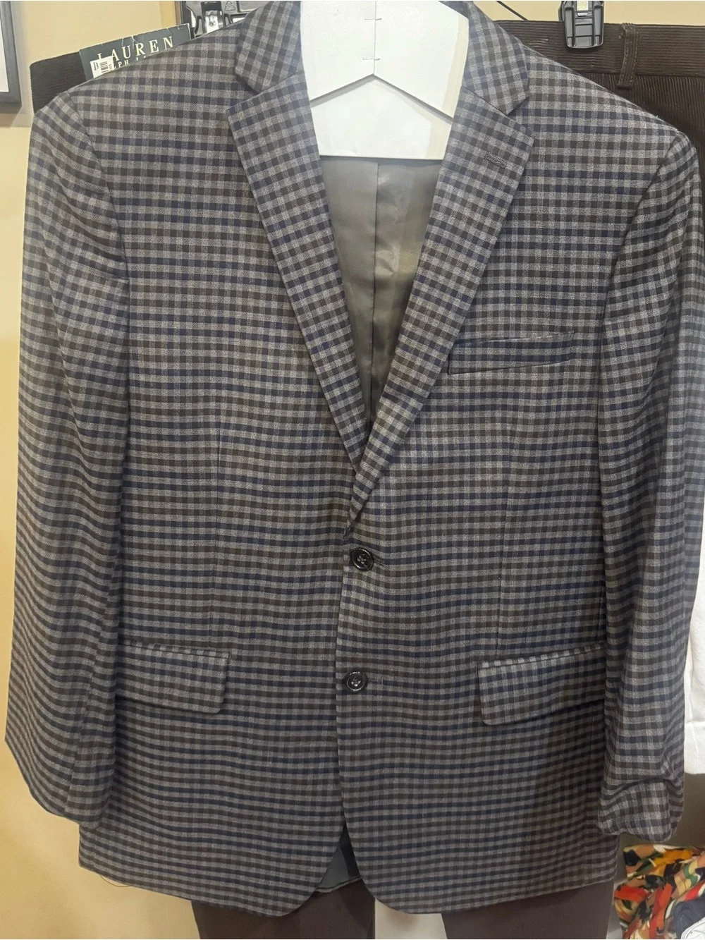 Lauren Ralph Lauren Gray Glen Plaid Blazer with Navy Pants and White Shirt
